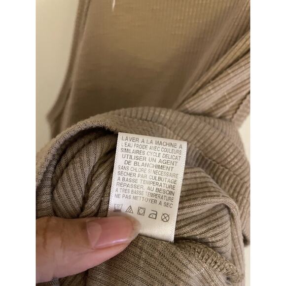 Free People Top Women's Small Light Brown Ribbed Tank Relaxed Fit - Picture 6 of 6